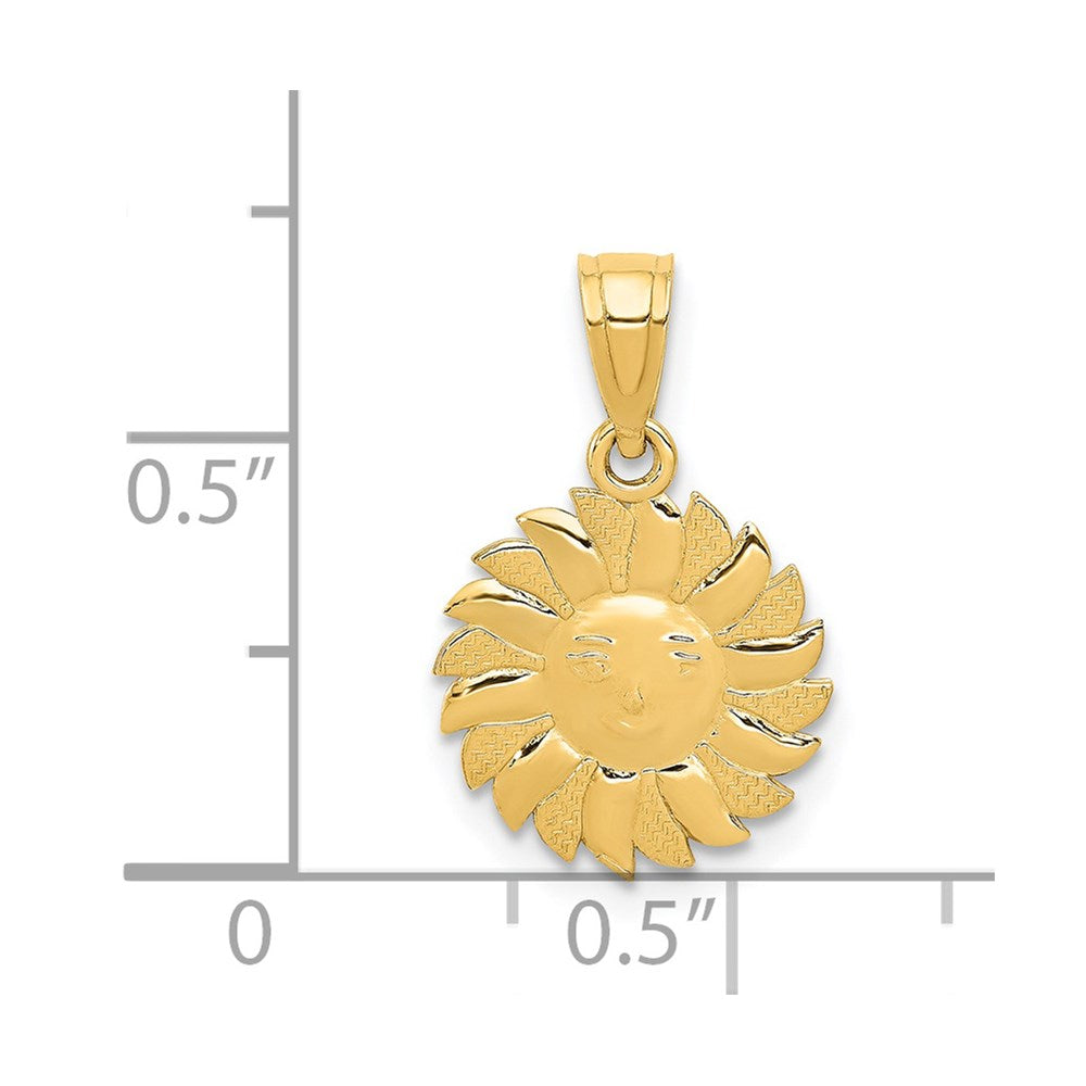 14K Yellow Gold Polished Sun With Face Pendant