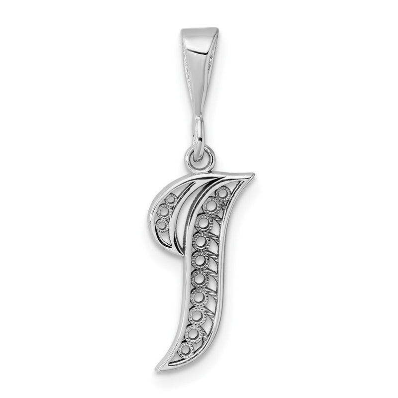 10K White Gold 10Kw Filigree Initial I Pendant
