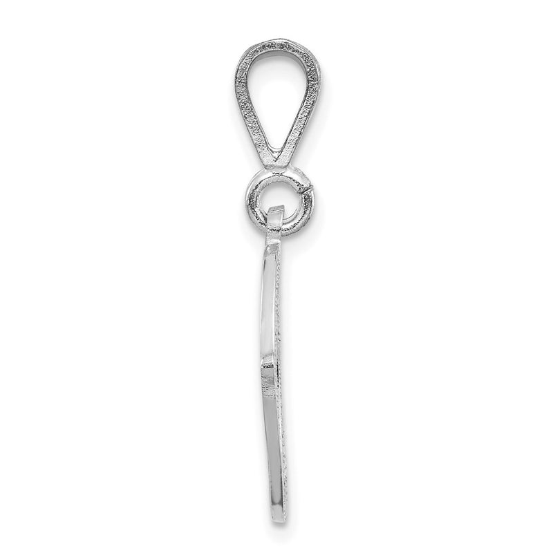 14K White Gold 14Kw Solid Polished Script Filigree Letter O Initial Pendant