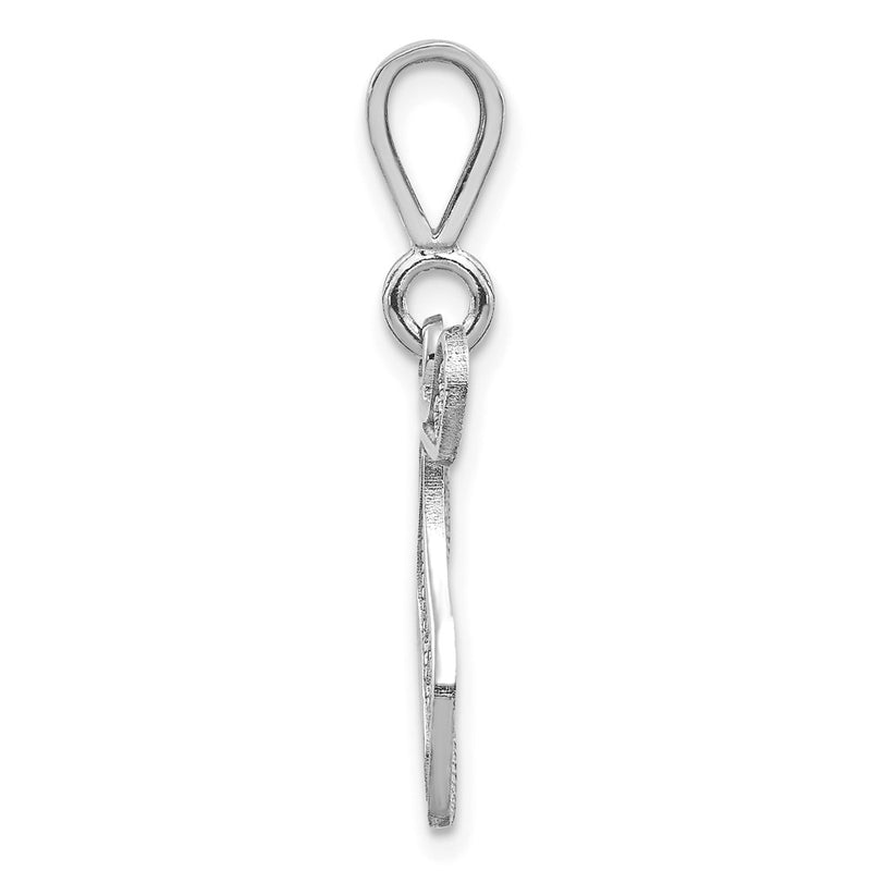 14K White Gold 14Kw Solid Polished Script Filigree Letter T Initial Pendant