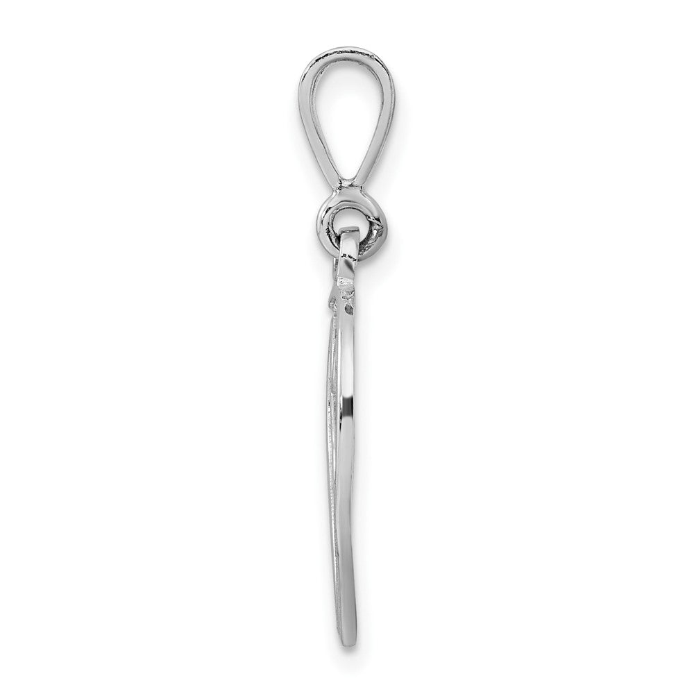 10K White Gold 10Kw Filigree Initial V Pendant