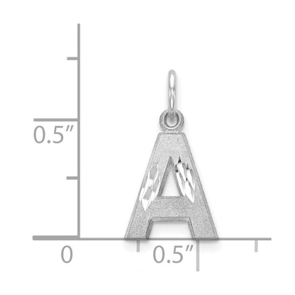 14K White Gold 14Kw Satin Diamond-Cut Letter A Initial Charm