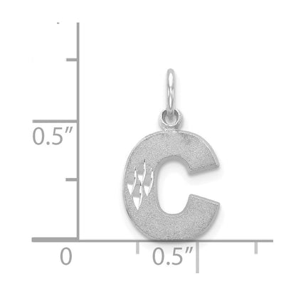 14K White Gold 14Kw Satin Diamond-Cut Letter C Initial Charm