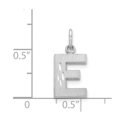 14K White Gold 14Kw Satin Diamond-Cut Letter E Initial Charm