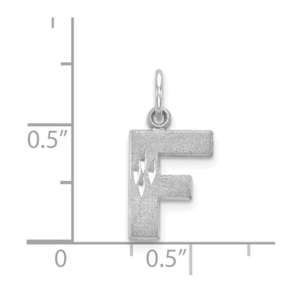 14K White Gold 14Kw Satin Diamond-Cut Letter F Initial Charm