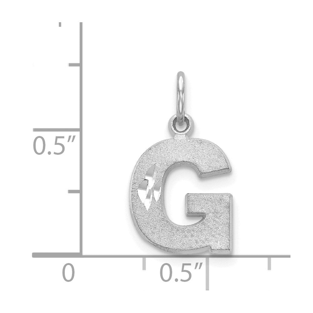 14K White Gold 14Kw Satin Diamond-Cut Letter G Initial Charm