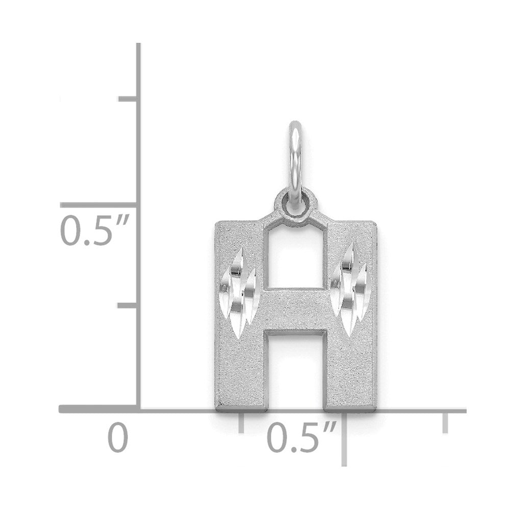 14K White Gold 14Kw Satin Diamond-Cut Letter H Initial Charm