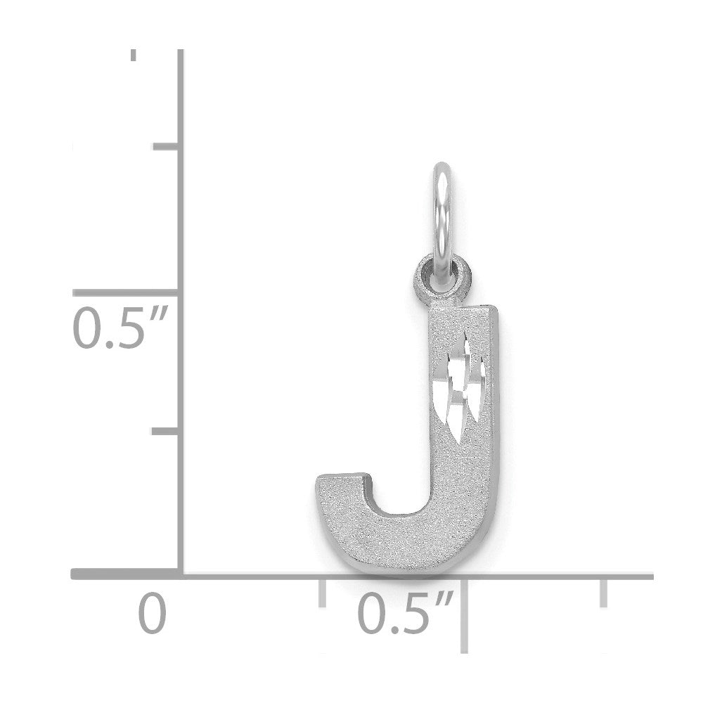 14K White Gold 14Kw Satin Diamond-Cut Letter J Initial Charm