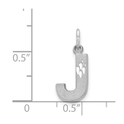 14K White Gold 14Kw Satin Diamond-Cut Letter J Initial Charm
