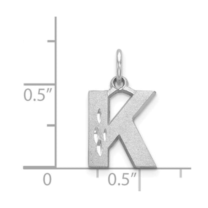 14K White Gold 14Kw Satin Diamond-Cut Letter K Initial Charm