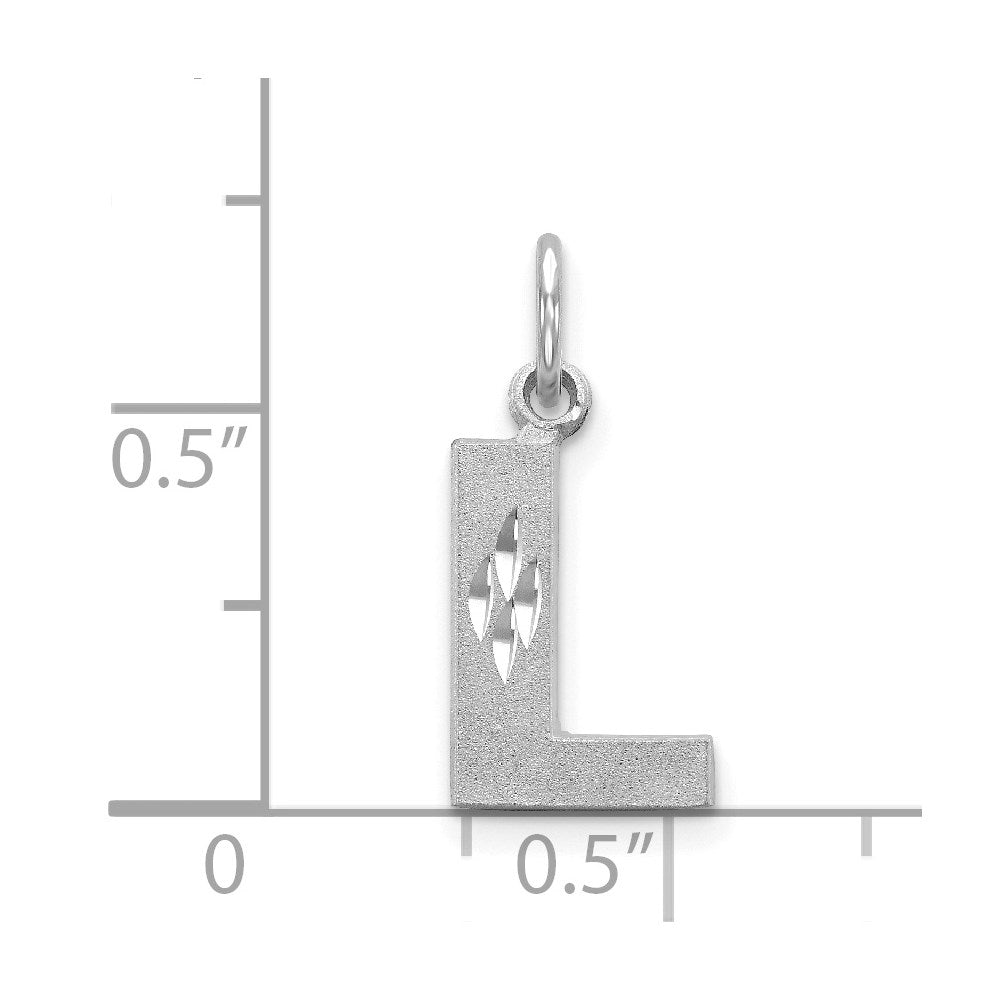 14K White Gold 14Kw Satin Diamond-Cut Letter L Initial Charm
