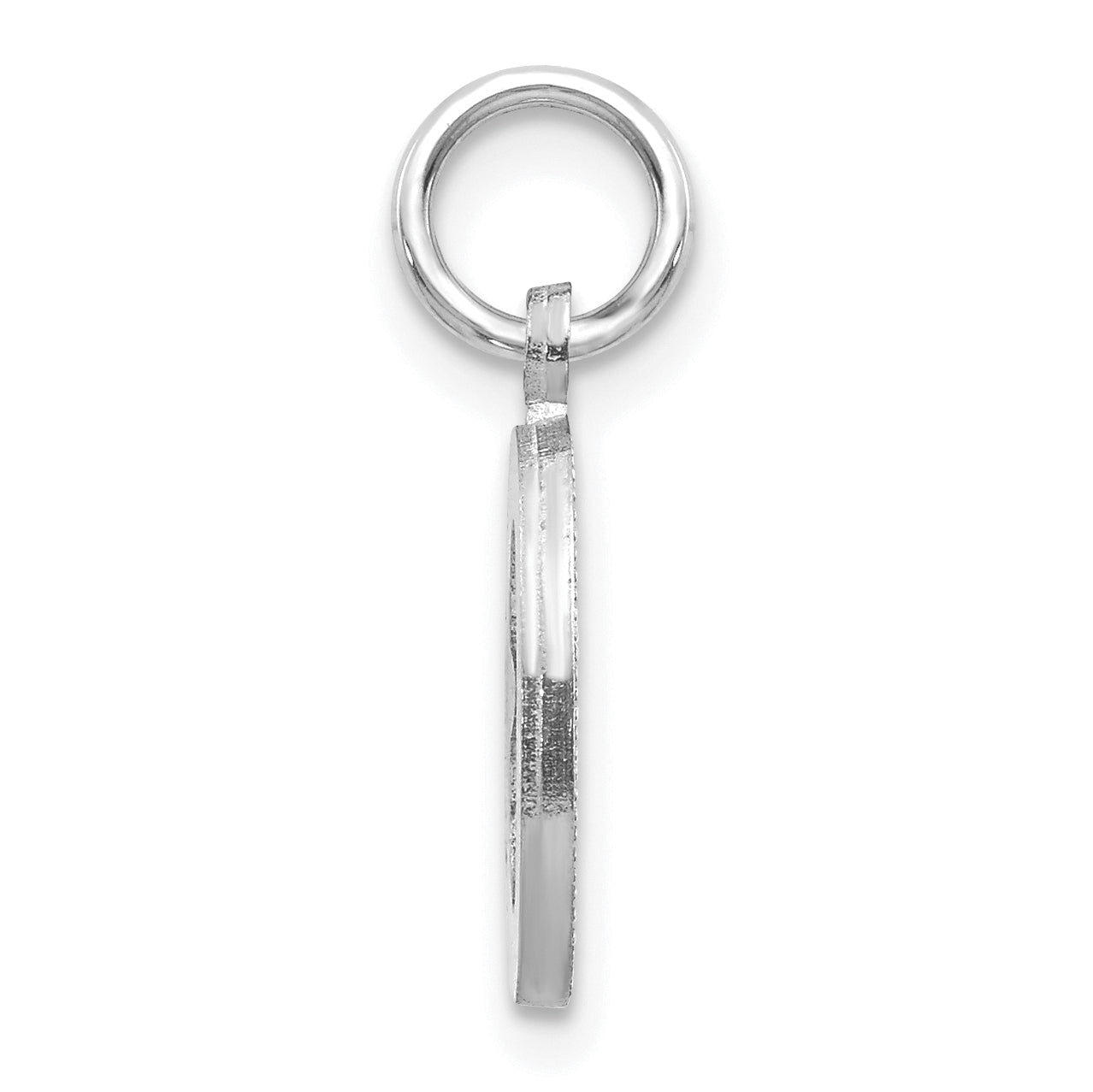 14K White Gold 14Kw Satin Diamond-Cut Letter O Initial Charm