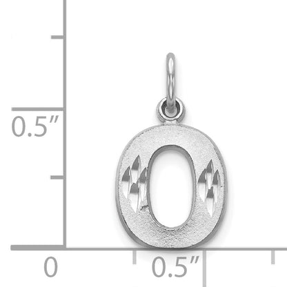 14K White Gold 14Kw Satin Diamond-Cut Letter O Initial Charm