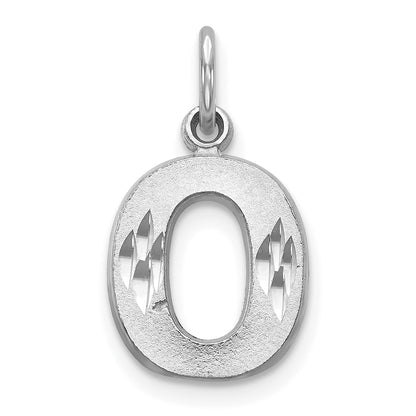 14K White Gold 14Kw Satin Diamond-Cut Letter O Initial Charm
