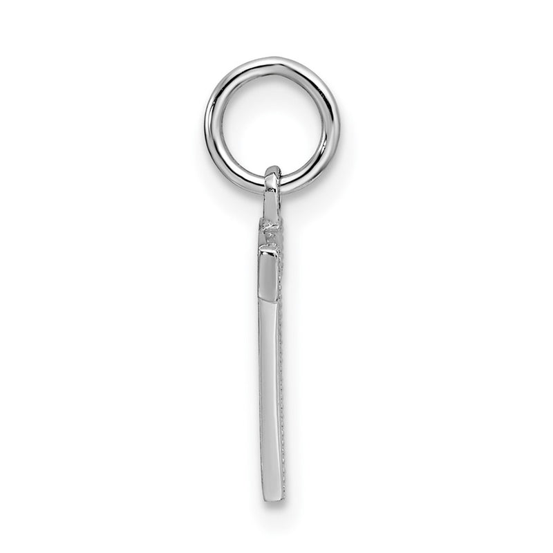 14K White Gold 14Kw Satin Diamond-Cut Letter T Initial Charm