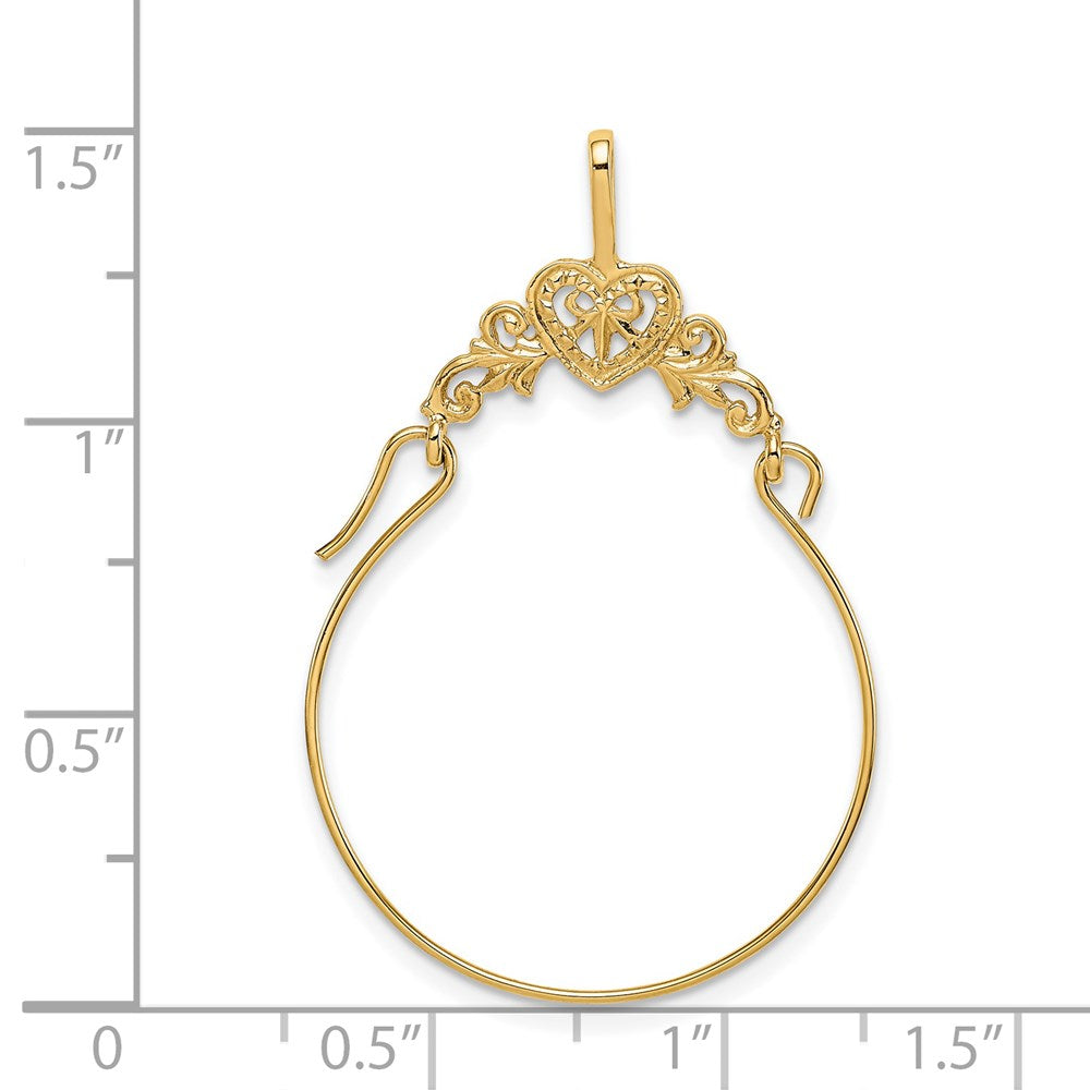 14K Yellow Gold Polished Filigree Heart Charm Holder
