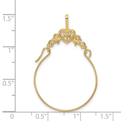 14K Yellow Gold Polished Filigree Heart Charm Holder
