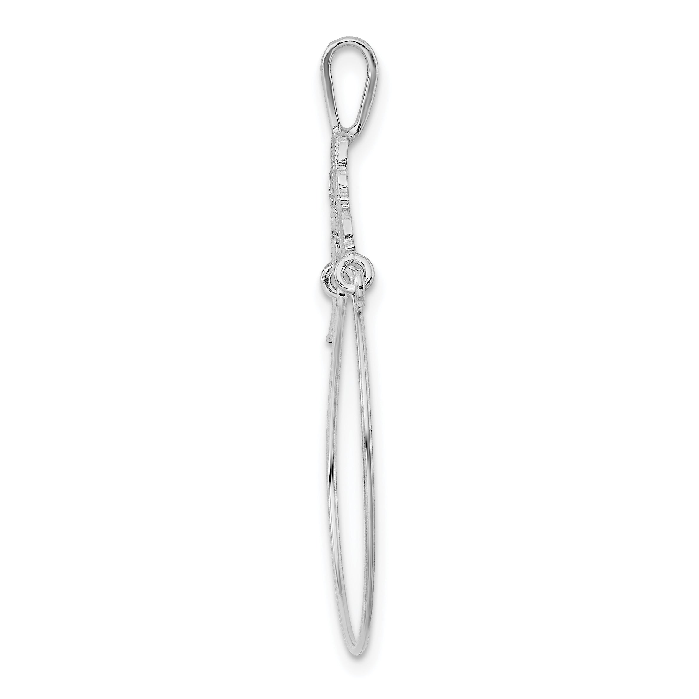 14K White Gold Polished Filigree Heart Charm Holder
