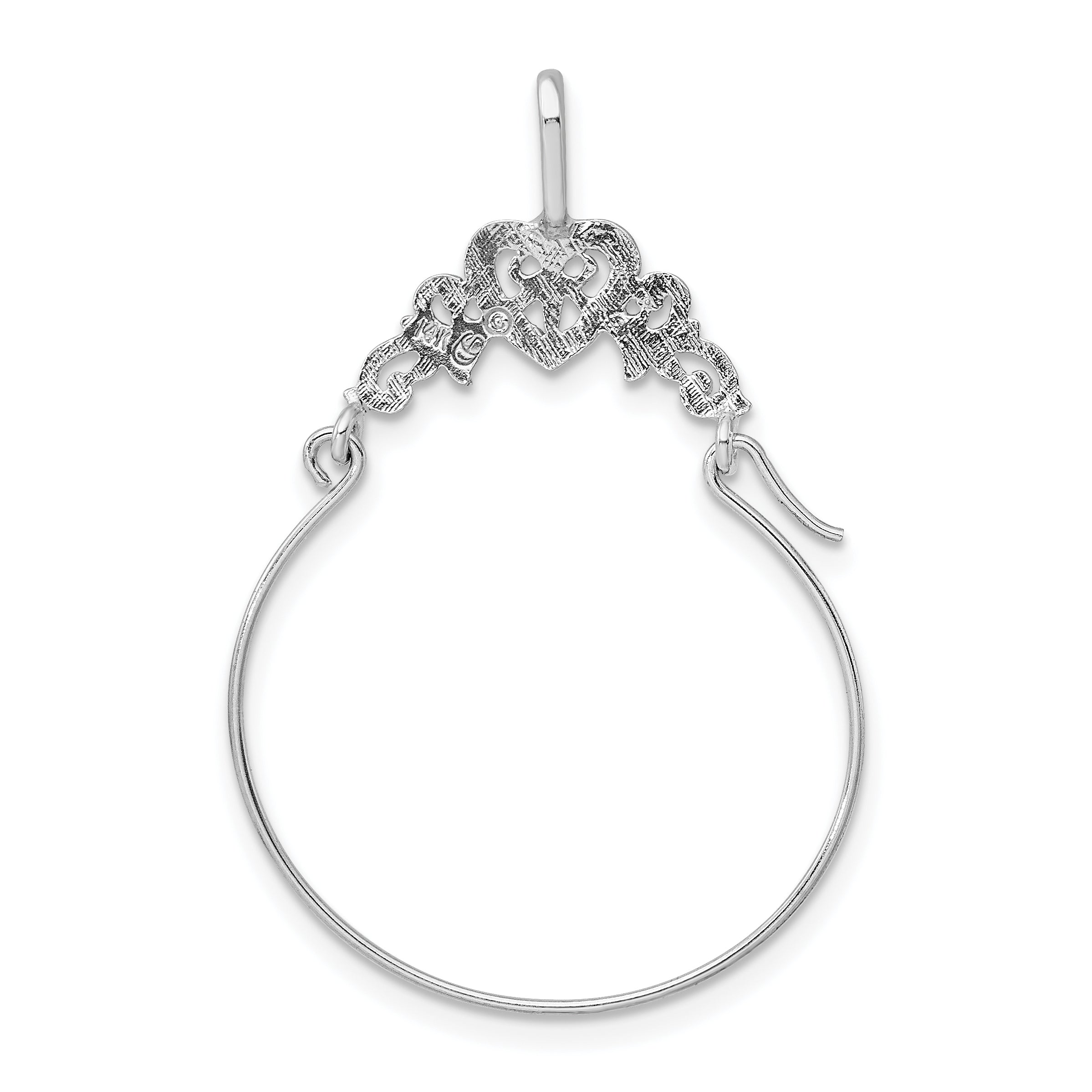 14K White Gold Polished Filigree Heart Charm Holder