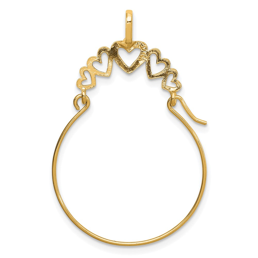 14K Yellow Gold Polished 5-Heart Charm Holder