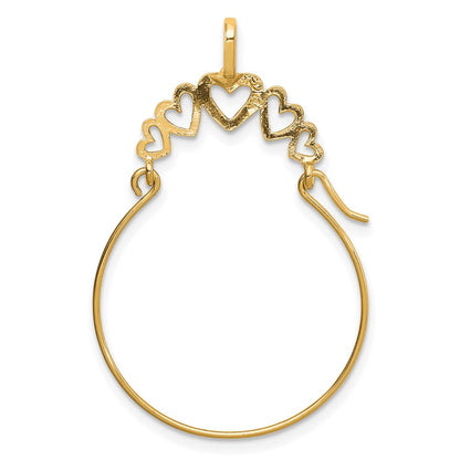 14K Yellow Gold Polished 5-Heart Charm Holder