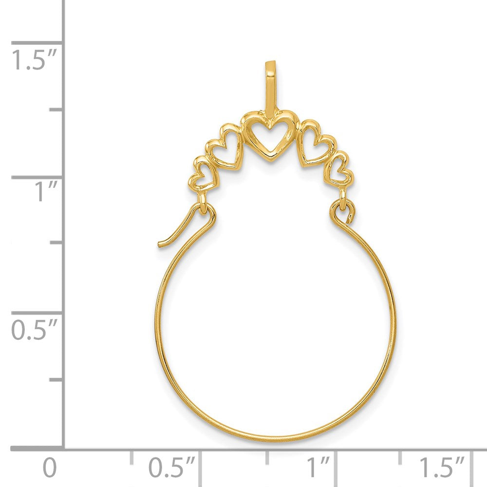 14K Yellow Gold Polished 5-Heart Charm Holder