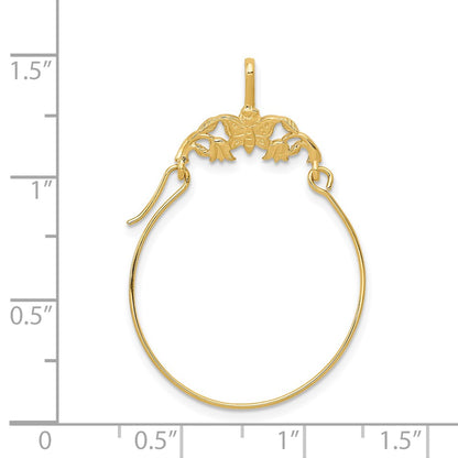 14K Yellow Gold Polished Butterflies Charm Holder