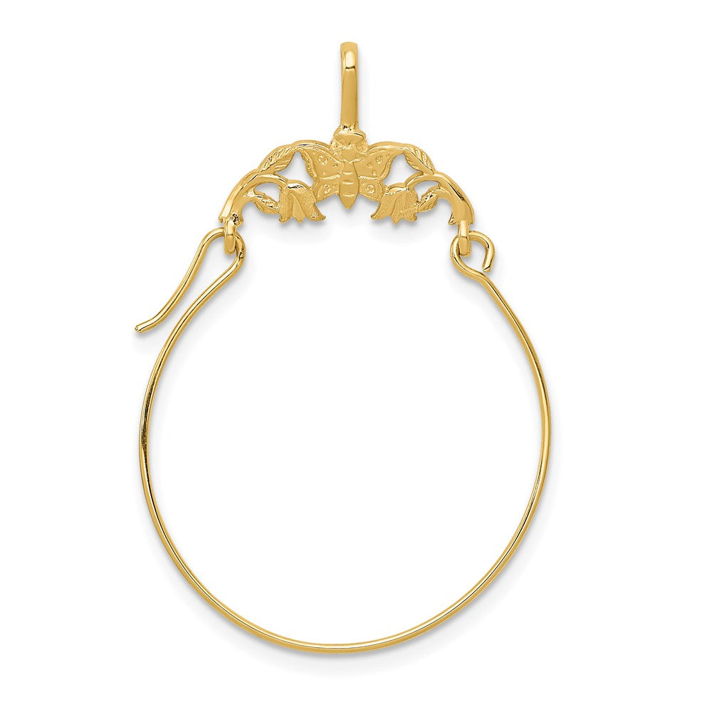 14K Yellow Gold Polished Butterflies Charm Holder