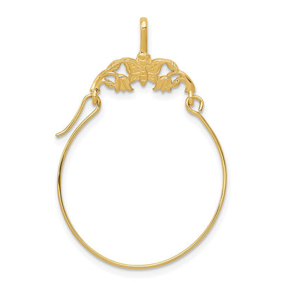14K Yellow Gold Polished Butterflies Charm Holder