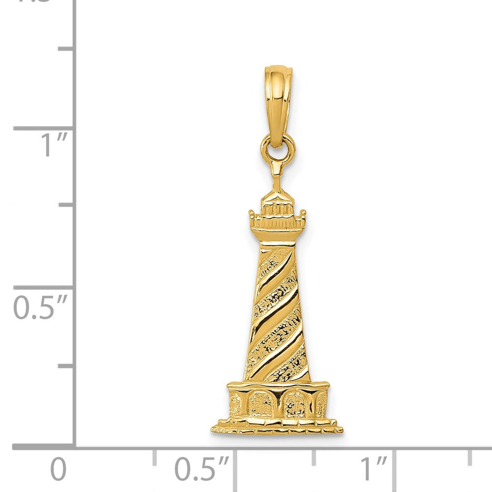14K Yellow Gold Lighthouse Pendant