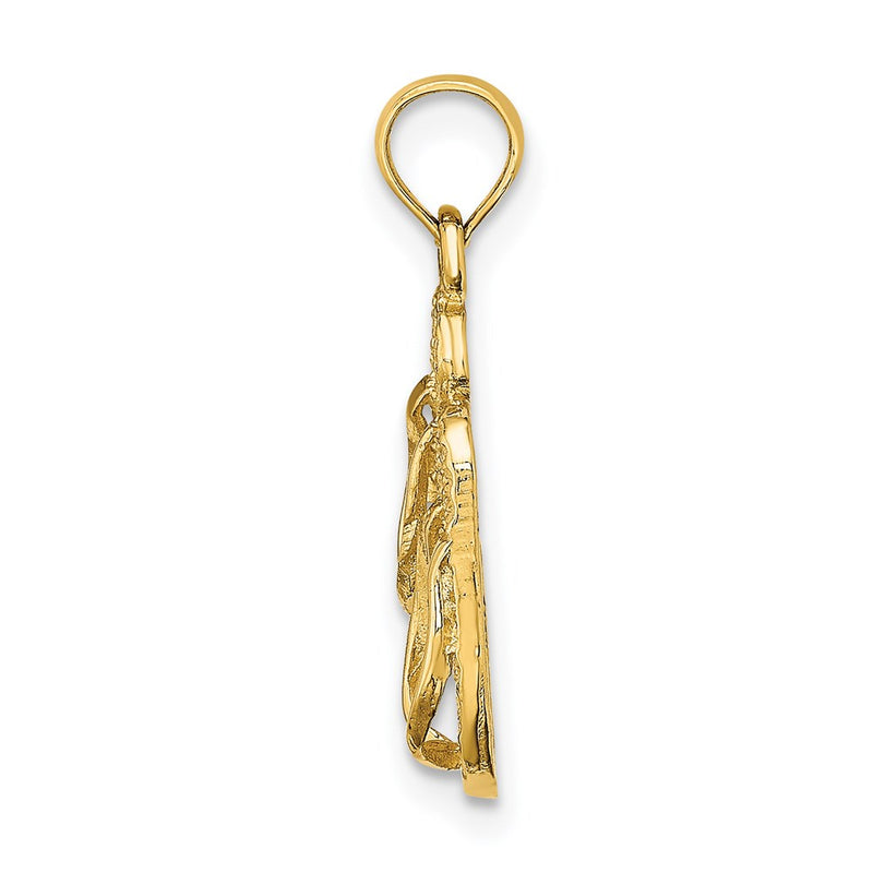 14K Yellow Gold 3D Solid Polished Hawaii Flip-Flops Charm