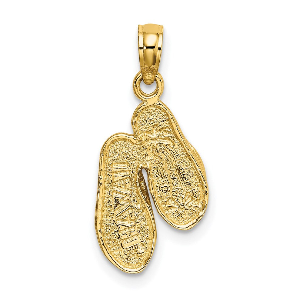 14K Yellow Gold 3D Solid Polished Hawaii Flip-Flops Charm
