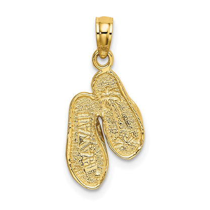 14K Yellow Gold 3D Solid Polished Hawaii Flip-Flops Charm
