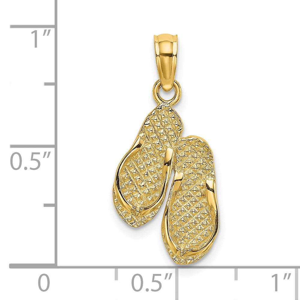14K Yellow Gold 3D Solid Polished Hawaii Flip-Flops Charm