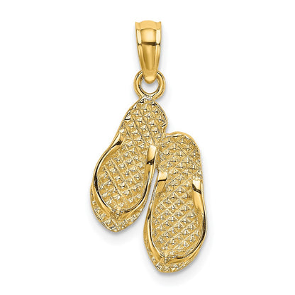 14K Yellow Gold 3D Solid Polished Hawaii Flip-Flops Charm