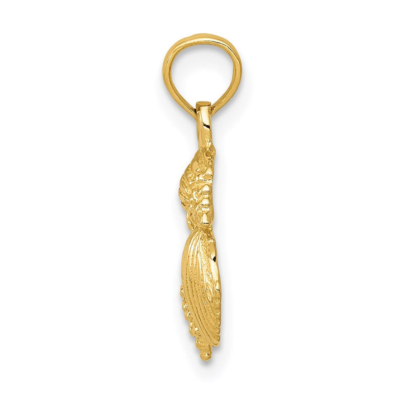 14K Yellow Gold Solid Polished Mini Shell Cluster Pendant