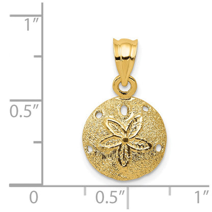 14K Yellow Gold Solid Polished Laser-Cut Sand Dollar Pendant