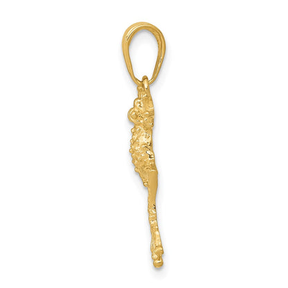 14K Yellow Gold Solid Polished Open-Backed Frog Pendant