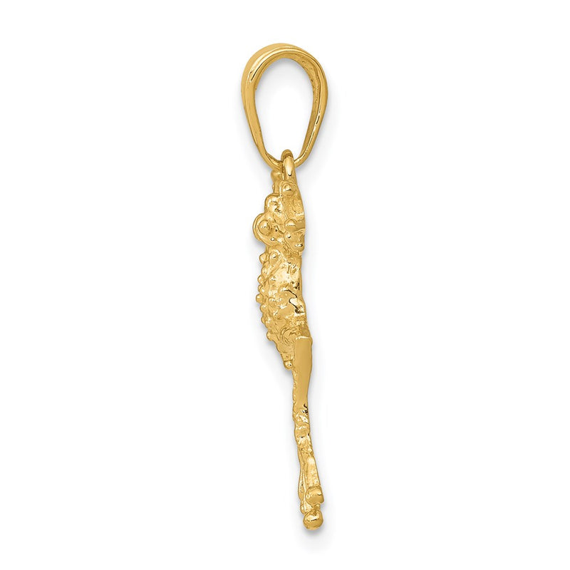 14K Yellow Gold Solid Polished Open-Backed Frog Pendant