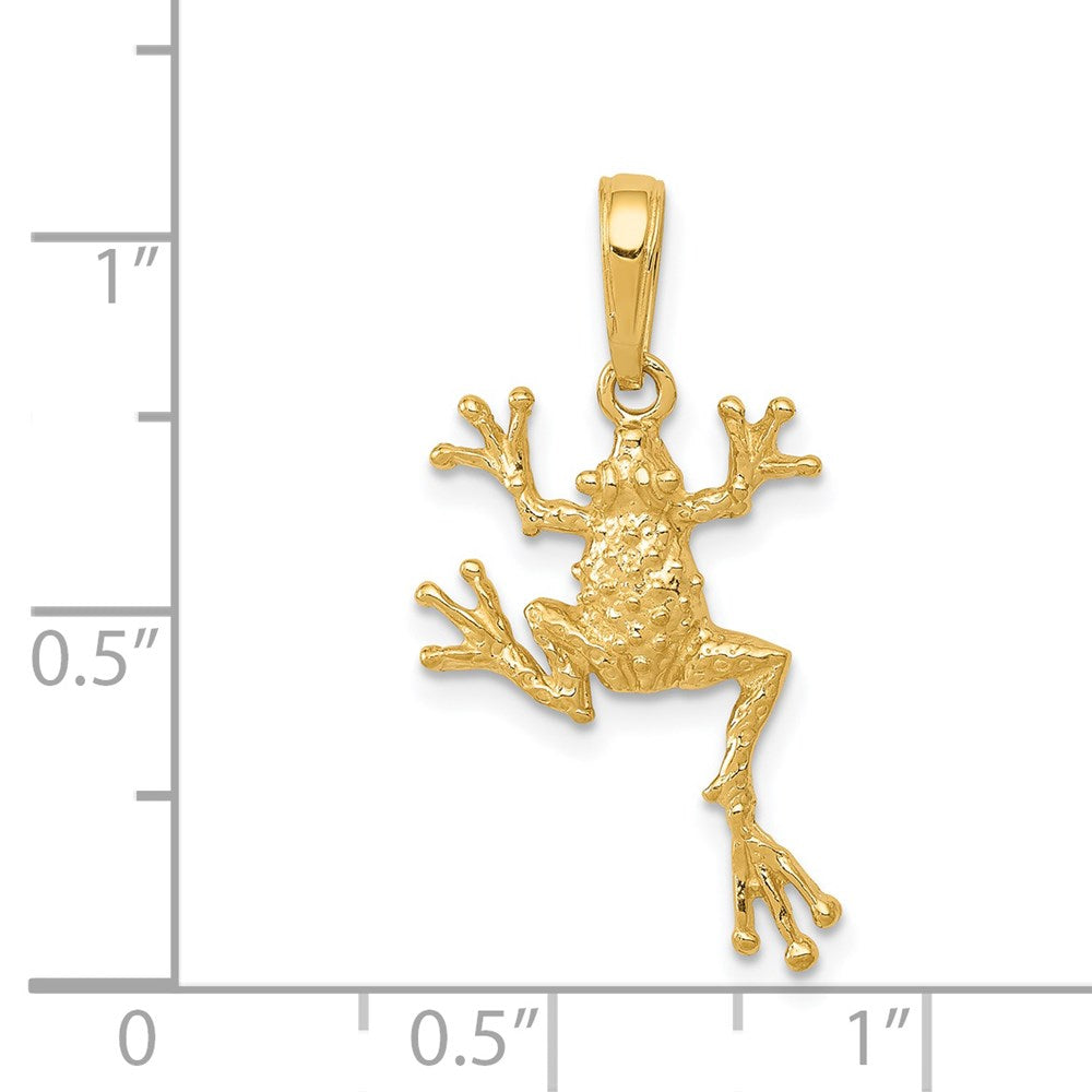 14K Yellow Gold Solid Polished Open-Backed Frog Pendant