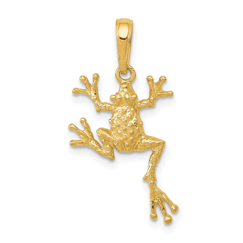 14K Yellow Gold Solid Polished Open-Backed Frog Pendant