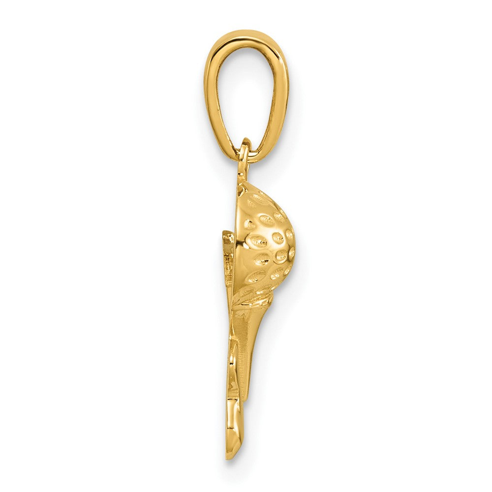 14K Yellow Gold Solid Polished Golfing Charm
