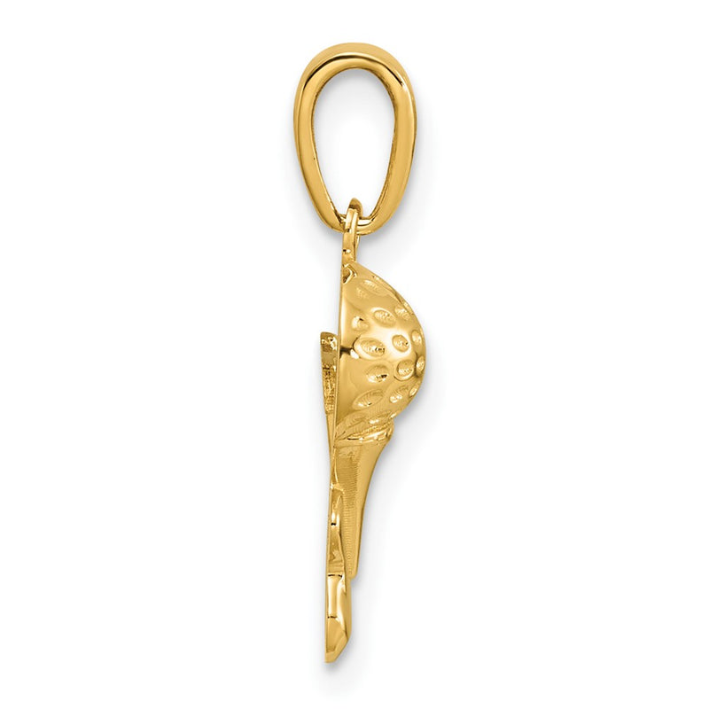14K Yellow Gold Solid Polished Golfing Charm