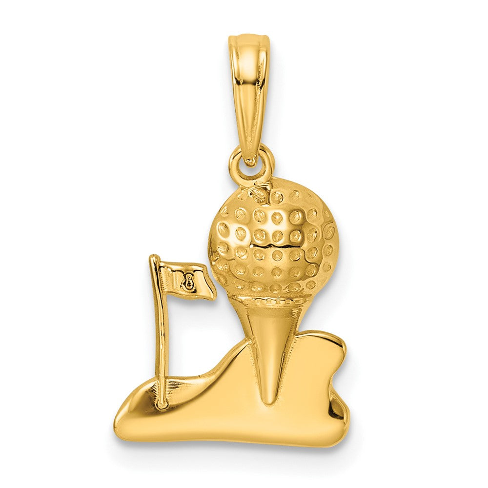 14K Yellow Gold Solid Polished Golfing Charm