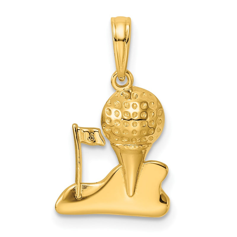 14K Yellow Gold Solid Polished Golfing Charm