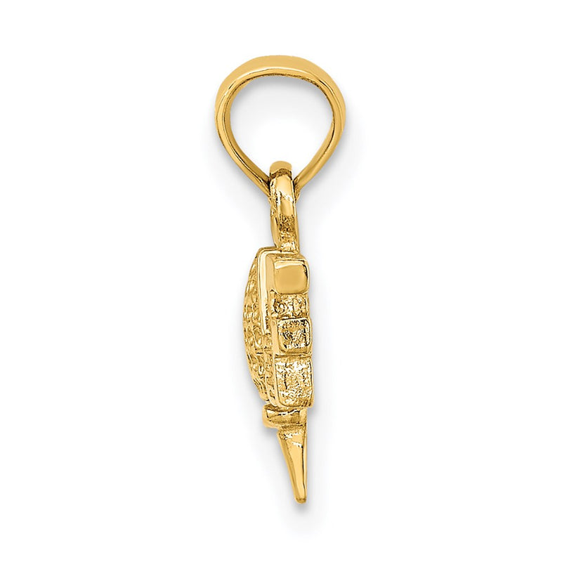 14K Yellow Gold Solid Polished Golf Charm
