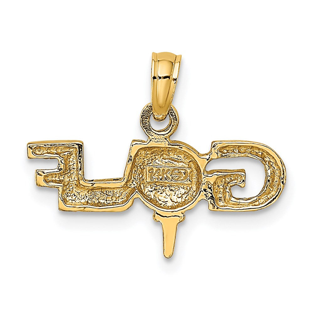 14K Yellow Gold Solid Polished Golf Charm