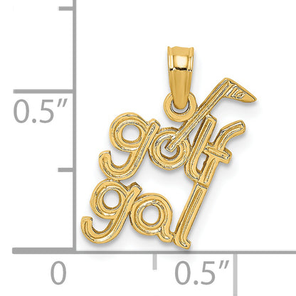 14K Yellow Gold Solid Polished Golf Gal Charm
