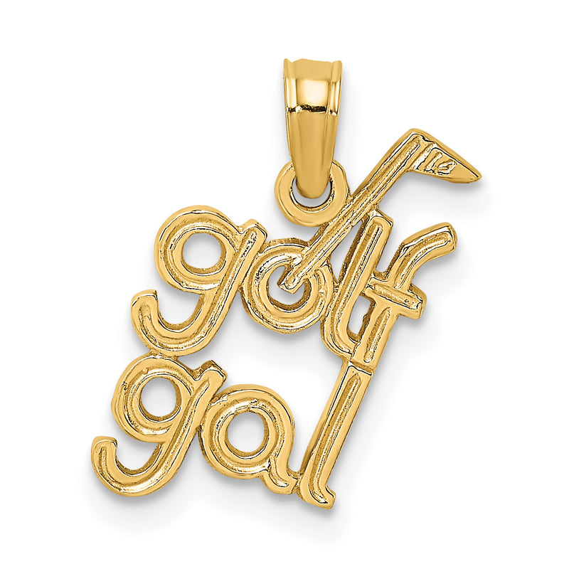 14K Yellow Gold Solid Polished Golf Gal Charm