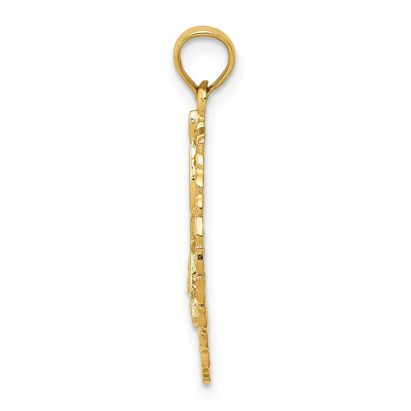 14K Yellow Gold Solid Polished Framed Gymnast Pendant